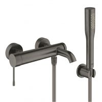 Zestaw Grohe Essence bateria wannowo-prysznicowa ścienna z kompletem prysznicowym Brushed Hard Graphite (33624AL1, 28362A01,27074AL0, 27400AL0)