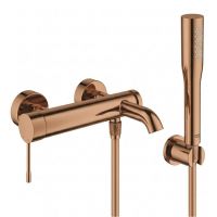 Zestaw Grohe Essence bateria wannowo-prysznicowa ścienna z kompletem prysznicowym Warm Sunset (33624DA1, 28362DA1, 27074DA0, 27400DA0)