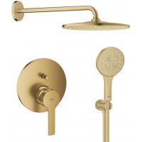 Zestaw Grohe Lineare bateria wannowo-prysznicowa podtynkowa z deszczownicą i zestawem prysznicowym Brushed Cool Sunrise (24064GN1, 26558GN0, 28362GL1, 26658GN0, 26574GN0)
