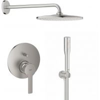 Zestaw Grohe Lineare bateria wannowo-prysznicowa podtynkowa z deszczownicą i zestawem prysznicowym SuperSteel (24064DC1, 26558DC0, 28362DC1, 26658DC0, 27400DC0)