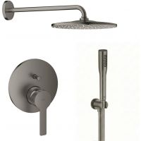 Zestaw Grohe Lineare bateria wannowo-prysznicowa podtynkowa z deszczownicą i zestawem prysznicowym Brushed Hard Graphite (24064AL1,26558AL0, 28362A01, 26658AL0, 27400AL0)