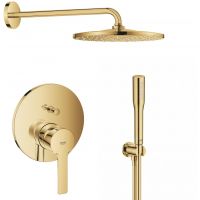 Zestaw Grohe Lineare bateria wannowo-prysznicowa podtynkowa z deszczownica i zestawem prysznicowym Cool Sunrise  (24064GL1, 26558GL0, 28362GL1, 26658GL0, 27400GL0)