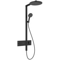 Hansgrohe Raindance Alive S EcoSmart zestaw prysznicowy ścienny termostatyczny z deszczownicą czarny 24583670