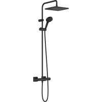 Hansgrohe Vernis Shape zestaw prysznicowy ścienny termostatyczny z deszczownicą czarny mat 26429670