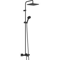 Hansgrohe Vernis Shape zestaw prysznicowy ścienny termostatyczny z deszczownicą czarny mat 26900670