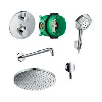 Hansgrohe Raindance Select S PowderRain zestaw prysznicowy podtynkowy z baterią termostatyczną Ecostat, deszczownicą i kompletem natryskowym chrom 52056499_ukryty