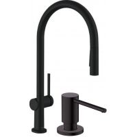 Zestaw Hansgrohe Talis M54 bateria kuchenna stojąca z dozownikiem do płynów A41 czarny mat (72801670, 40438670)