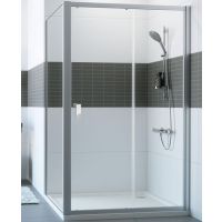 Hüppe Alpha 2 4-kąt drzwi prysznicowe 120 cm srebrny połysk/szkło przezroczyste Anti-Plaque A20422.069.322