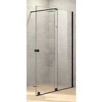 Hüppe Xtensa Pure 4-kąt drzwi prysznicowe 180 cm prawe czarny mat/szkło przezroczyste Anti-Plaque XT0209.123.322