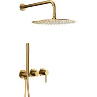 KFA Armatura Moza zestaw wannowo-prysznicowy podtynkowy z deszczownicą szczotkowane złoto 5039-511-31