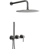 KFA Armatura Moza zestaw wannowo-prysznicowy podtynkowy z deszczownicą gun metal grey 5039-511-61