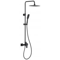 KFA Armatura Mokait zestaw prysznicowy ścienny z deszczownicą czarny 5536-910-81