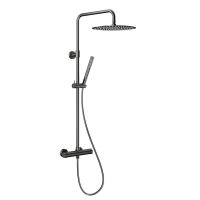 KFA Armatura Moza Gun Metal Grey zestaw prysznicowy ścienny termostatyczny z deszczownicą grafitowy 5736-920-61