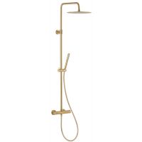 KFA Armatura Moza Premium zestaw prysznicowy ścienny termostatyczny z deszczownicą złoty 5736-921-31