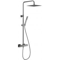 KFA Armatura Logon Gun Metal Grey Premium zestaw prysznicowy ścienny termostatyczny z deszczownicą grafitowy 5746-920-61