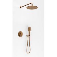 Kohlman Axel Brushed Copper zestaw prysznicowy podtynkowy z deszczownicą 25 cm miedź szczotkowana QW210ABCR25