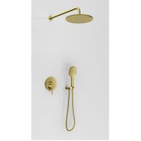 Kohlman Axel zestaw prysznicowy podtynkowy z deszczownicą złoty szczotkowany QW210AGDBR30