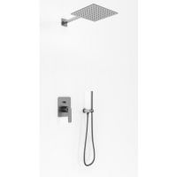 Kohlman Experience Gray zestaw prysznicowy podtynkowy z deszczownicą 25 cm szczotkowany grafit QW210EGQ25