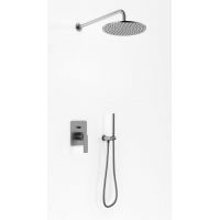 Kohlman Experience Grey zestaw prysznicowy podtynkowy z deszczownicą 30 cm szczotkowany grafit QW210EGR30
