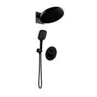 Ksuro 02 zestaw bateria wannowo-prysznicowa podtynkowa z deszczownicą i słuchawką 3-funkcyjną czarny mat 17012030