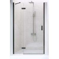New Trendy New Renoma Black drzwi prysznicowe 80 cm lewe czarny półmat/szkło przezroczyste D-0193A
