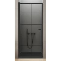 New Trendy New Soleo Black drzwi prysznicowe 80 cm wnękowe czarny półmat/szkło z nadrukiem D-0276A