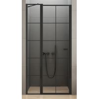 New Trendy New Soleo Black drzwi prysznicowe 90 cm wnękowe lewe czarny półmat/szkło z nadrukiem D-0279A