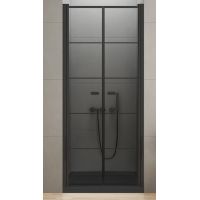 New Trendy New Soleo Black drzwi prysznicowe 90 cm wnękowe czarny półmat/szkło z nadrukiem D-0281A