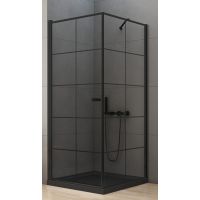 New Trendy New Soleo Black kabina prysznicowa 90 cm kwadratowa lewa czarny półmat/szkło z nadrukiem D-0285A/D-0120B