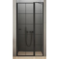 New Trendy New Soleo Black drzwi prysznicowe 90 cm wnękowe prawe czarny półmat/szkło z nadrukiem D-0293A