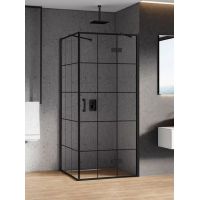 New Trendy New Renoma Black kabina prysznicowa 120x90 cm prostokątna czarny mat/szkło ze wzorem D-0385A/D-0119B