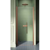 New Trendy New Soleo Copper Brushed drzwi prysznicowe 90 cm wnękowe miedź szczotkowana/szkło przezroczyste D-0491A