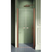 New Trendy New Soleo Copper Brushed drzwi prysznicowe 90 cm wnękowe miedź szczotkowana/szkło przezroczyste D-0495A