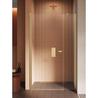 New Trendy New Soleo drzwi prysznicowe 110 cm uchylne złoty szczotkowany/szkło przezroczyste D-0944A-WP