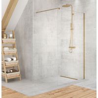 New Trendy Velio Satin Gold Walk-in ścianka prysznicowa 90 cm złoty/szkło przezroczyste D-0190B