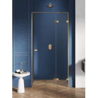 New Trendy Avexa Gold Brushed drzwi prysznicowe 140 cm wnękowe prawe złoty szczotkowany/szkło przezroczyste EXK-1727