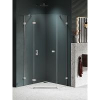 New Trendy Avexa Nickel Brushed kabina prysznicowa 80x80 cm pięciokątna lewa nikiel szczotkowany szczotkowany/szkło przezroczyste EXK-8556