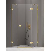 New Trendy Avexa Gold Shine kabina prysznicowa 80x80 cm pięciokątna prawa złoty połysk/szkło przezroczyste EXK-3841