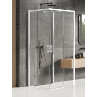 New Trendy Prime White kabina prysznicowa 90x80 cm lewa biały mat/szkło przezroczyste K-1093