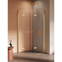 New Trendy New Soleo Gold Brushed kabina prysznicowa 90x80 cm prostokątna złoty szczotkowany/szkło przezroczyste K-4306