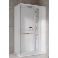 Novellini Glax 2 2.0 2P kabina z hydromasażem 120x80 cm parowa z brodzikiem prawa total biała G222P120DM5-1UU