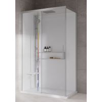 Novellini Glax 2 2.0 2P kabina z hydromasażem 120x80 cm parowa z brodzikiem lewa srebrna G222P120SM5-1BB