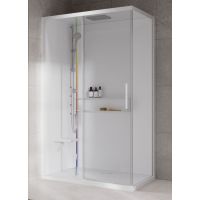 Novellini Glax 2 2.0 2P kabina z hydromasażem 120x80 cm parowa z brodzikiem lewa total biała G222P120SM5-1UU
