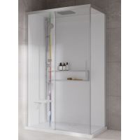 Novellini Glax 2 2.0 2P kabina z hydromasażem 120x80 cm parowa z brodzikiem lewa srebrna G222P120ST5-1BB