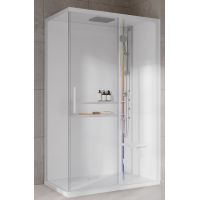 Novellini Glax 2 2.0 2P kabina z hydromasażem 120x80 cm parowa z brodzikiem prawa total biała G222P129DM5-1UU