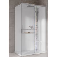 Novellini Glax 2 2.0 2P kabina z hydromasażem 120x80 cm parowa z brodzikiem prawa srebrna G222P129DT5-1BB