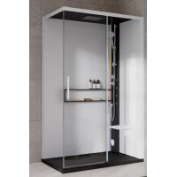 Novellini Glax 2 2.0 2P kabina z hydromasażem 120x80 cm parowa z brodzikiem prawa czarna G222P129DT5-1HU