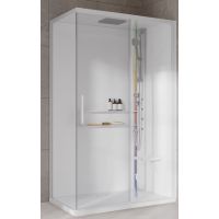 Novellini Glax 2 2.0 2P kabina z hydromasażem 120x80 cm parowa z brodzikiem prawa total biała G222P129DT5-1UU