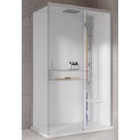 Novellini Glax 2 2.0 2P kabina z hydromasażem 120x90 cm parowa z brodzikiem prawa srebrna G222P299DM5-1BB