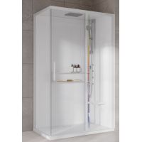 Novellini Glax 2 2.0 2P kabina z hydromasażem 120x90 cm parowa z brodzikiem prawa total biała G222P299DM5-1UU